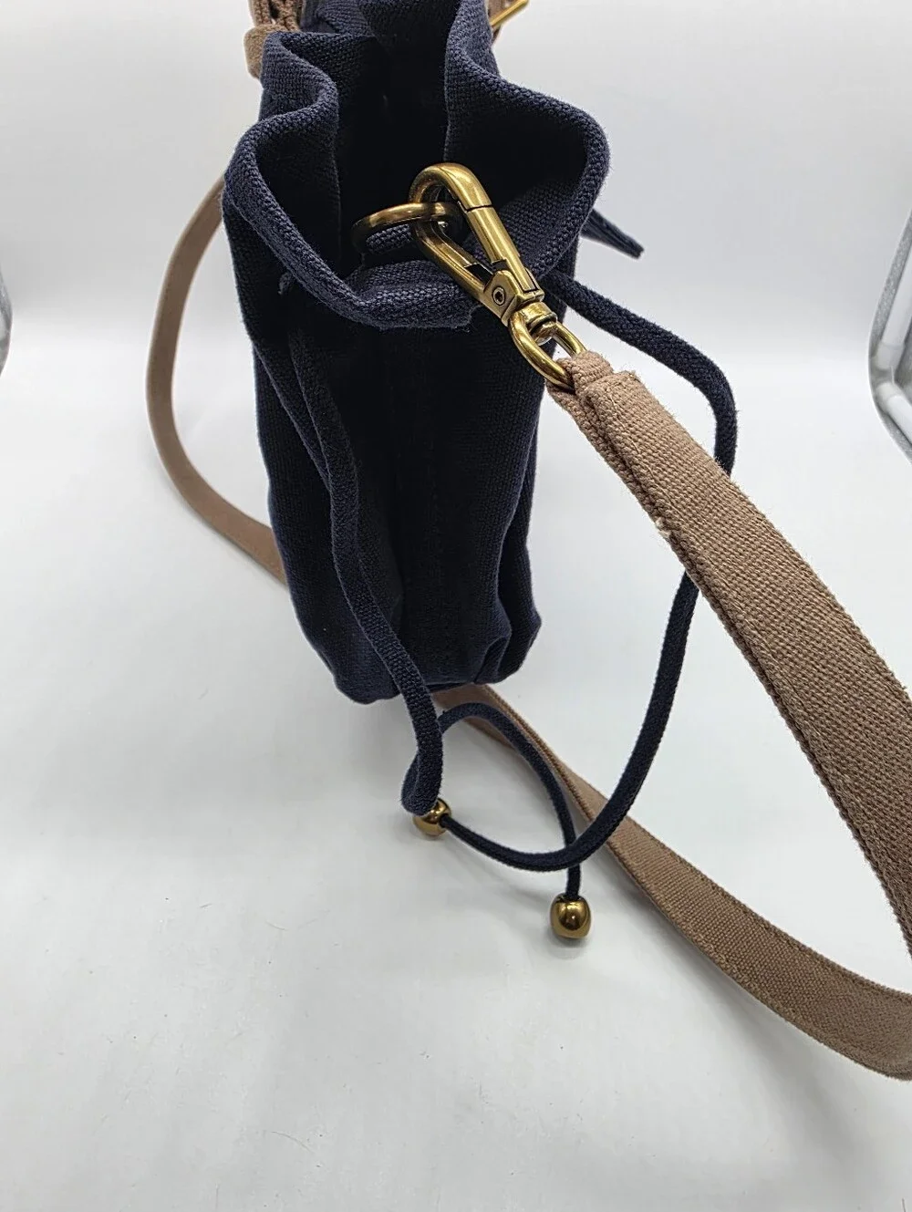Gerard Darel 18H Canvas Tote Satchel in Blue with Tan Accents